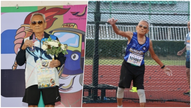 ชื่นชม! "คุณตาสว่าง" 106 ปี แข็งแรง คว้าเหรียญทองเหรียญที่ 4 กรีฑา ไทยแลนด์โอเพ่นมาสเตอร์เกมส์ ครั้งที่ 6