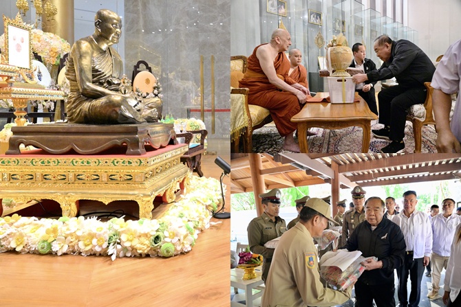 “ลุงป้อม” เดินสายทำบุญสิงห์บุรี แวะกินร้านดังท้องถิ่น พร้อมมอบถุงยังชีพให้กำลังใจตำรวจและอพปร.ในพื้นที่ท่าช้าง