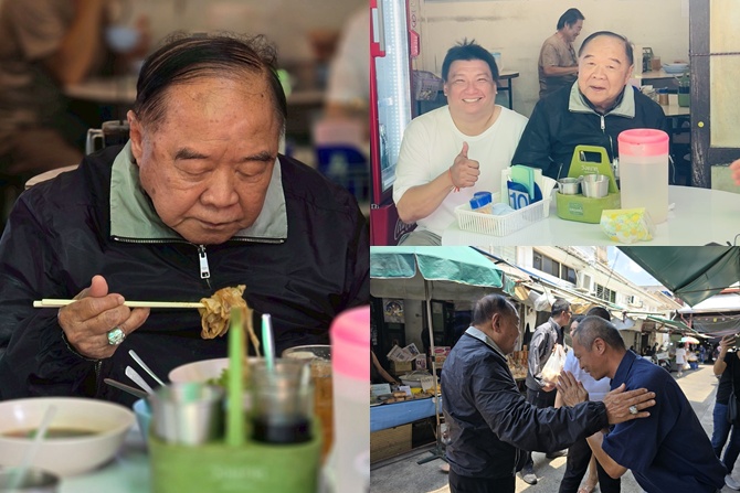 “ลุงป้อมชวนชิม” ไม่หวั่นอากาศร้อนลุย“ตลาดนางเลิ้ง” อุดหนุนเนื้อตุ๋นเจ้าดัง รับขนมไทยจากพ่อค้าแม่ค้า สุขภาพแข็งแรงขึ้น