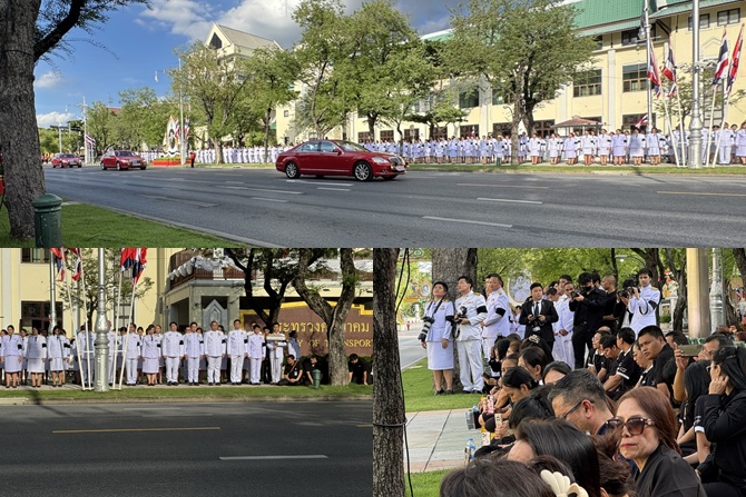 ข้าราชการและประชาชน ย่านถนนราชดำเนินใน เฝ้าแสดงความอาลัยในการเชิญพระศพ