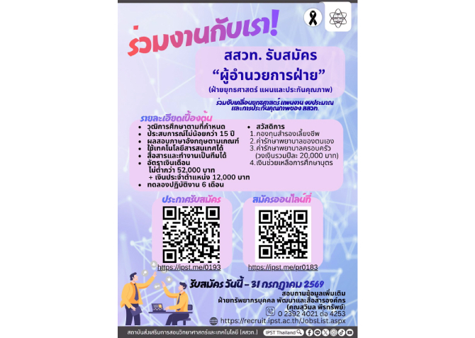 สสวท. เปิดรับสมัครผอ.ฝ่ายยุทธศาสตร์ แผนและประกันคุณภาพ