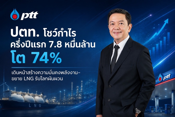 ปตท. โชว์กำไรครึ่งปีแรก 7.8 หมื่นล้าน โต 74% เดินหน้าสร้างความมั่นคงพลังงาน–ขยาย LNG รับโลกผันผวน